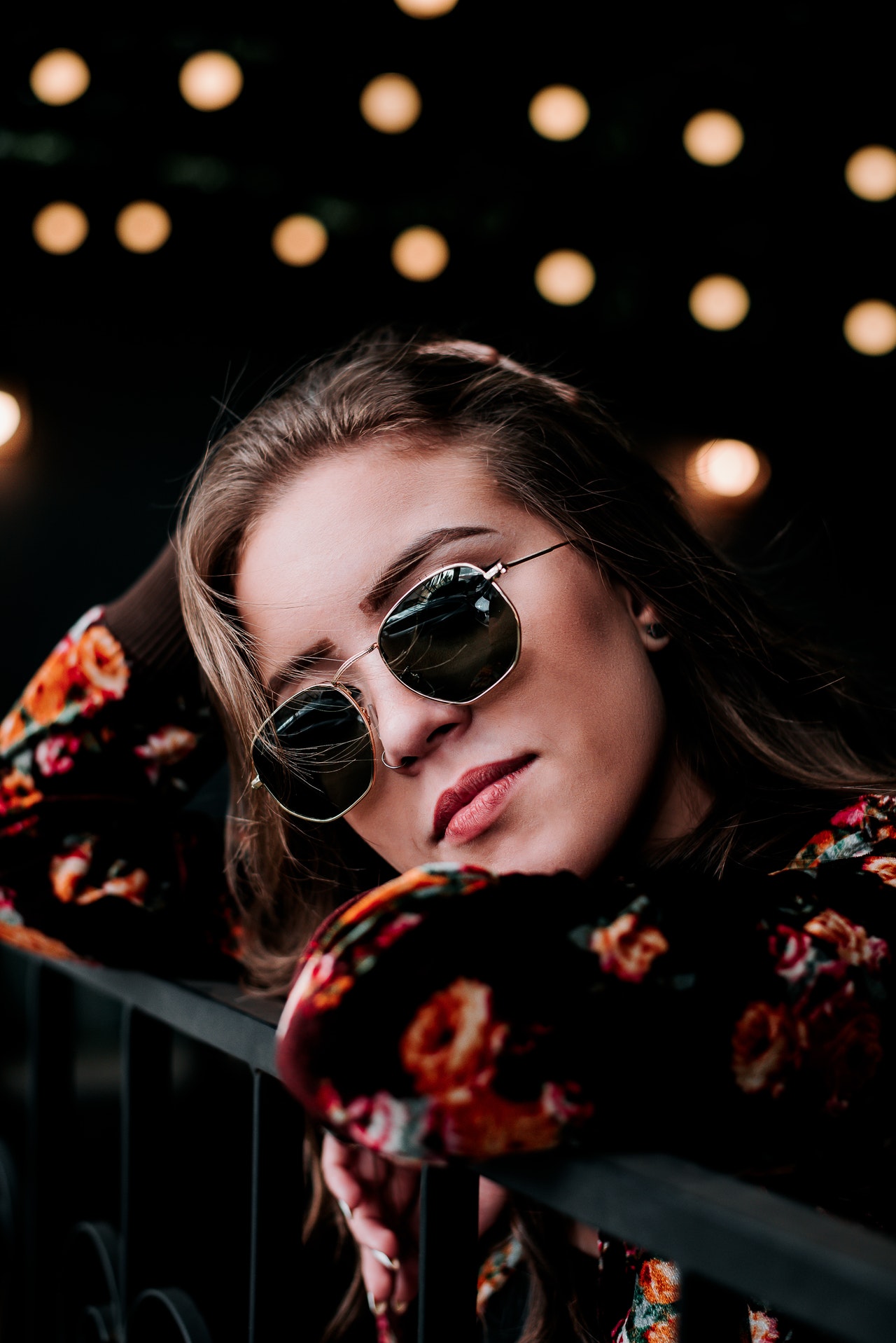 Trendy young lady wearing awesome sunglasses